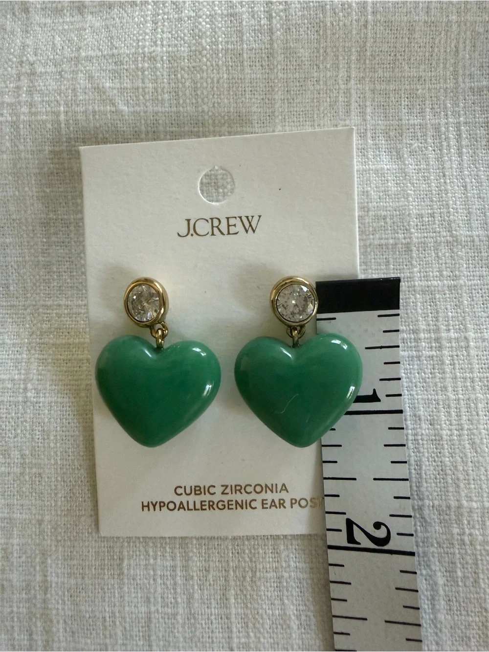 J Crew NWT Earring + Necklace Gold Heart Drop Set - Picture 11 of 12
